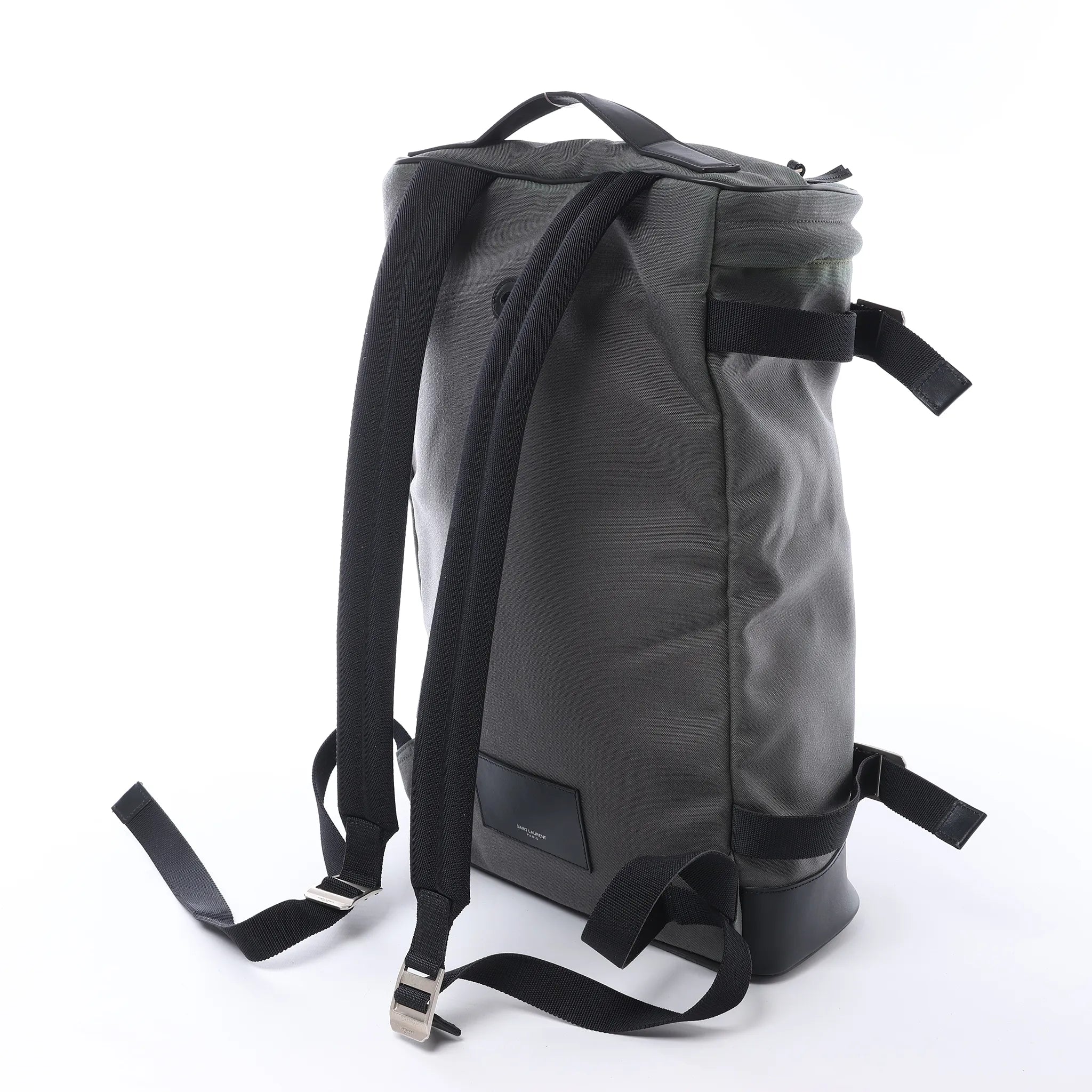 Saint Laurent Paris Livington Canvas & Leather Backpack in Gray 481005