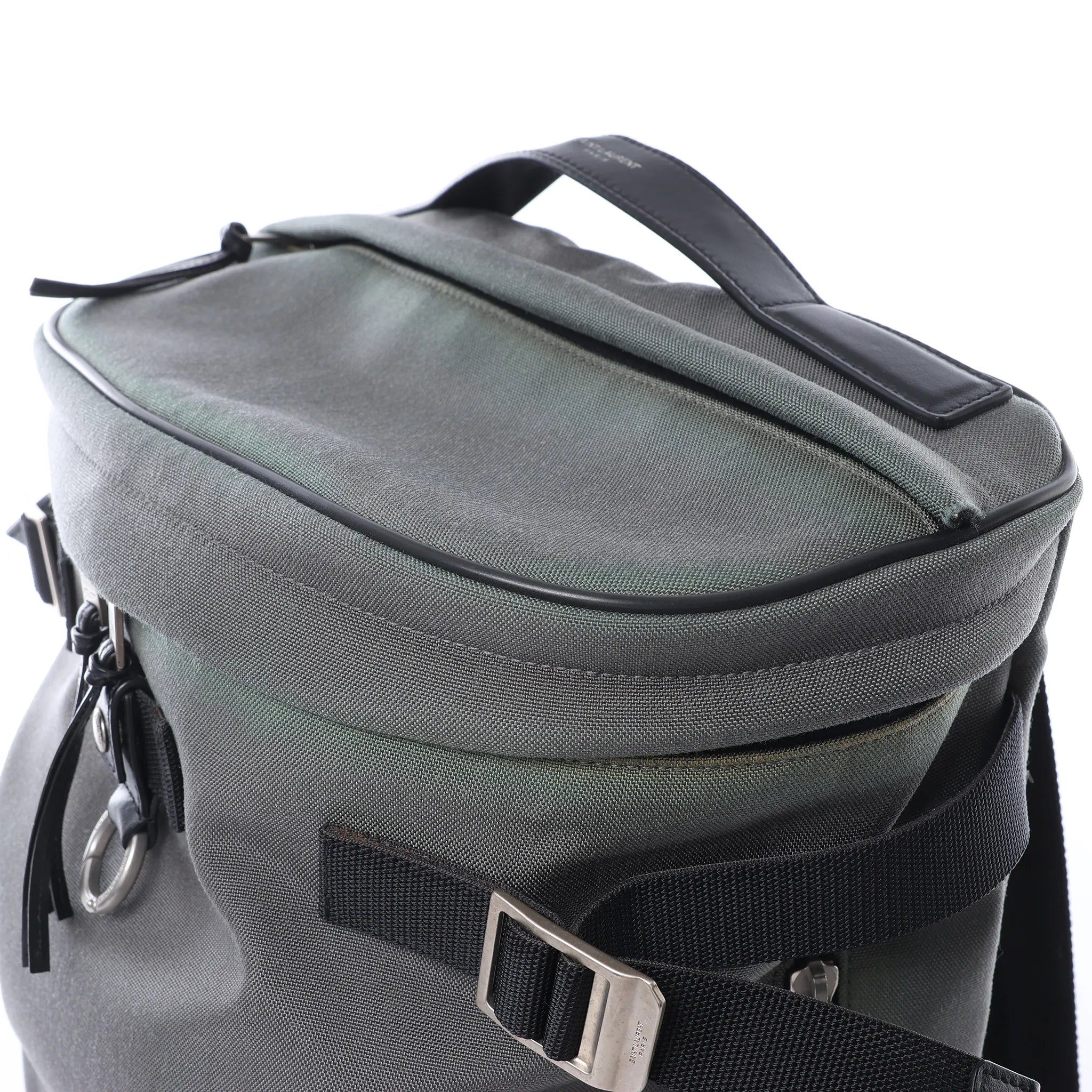 Saint Laurent Paris Livington Canvas & Leather Backpack in Gray 481005
