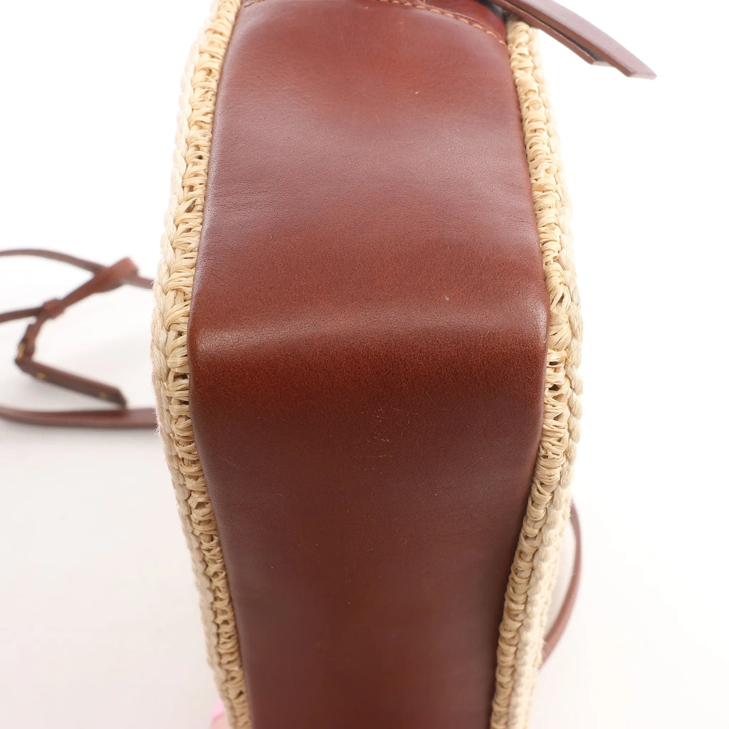 Saint Laurent Paris Lou Camera Raffia x Leather Crossbody Bag in Beige x Brown 468537