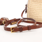 Saint Laurent Paris Lou Camera Raffia x Leather Crossbody Bag in Beige x Brown 468537
