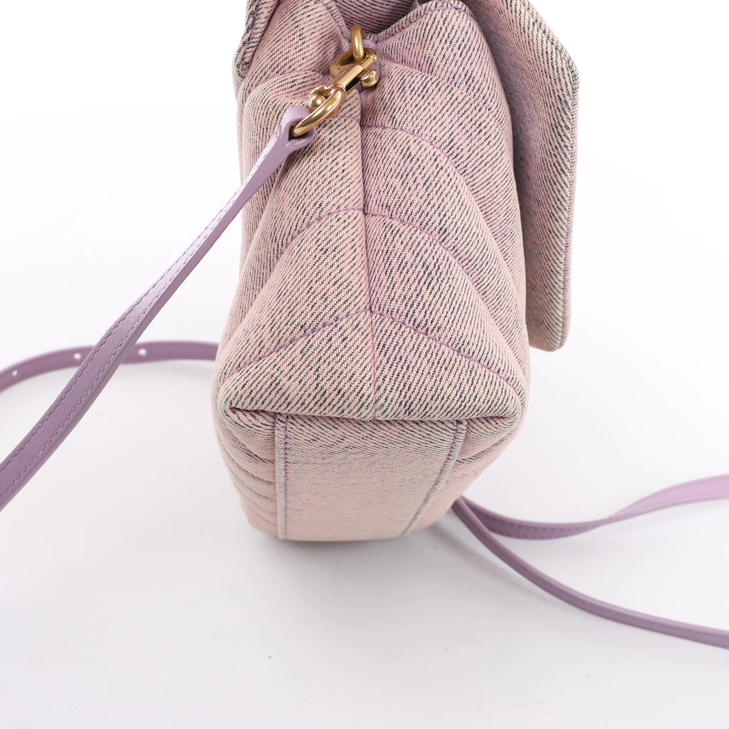 Saint Laurent Paris Loulou Canvas & Leather Shoulder Bag in Purple 678401