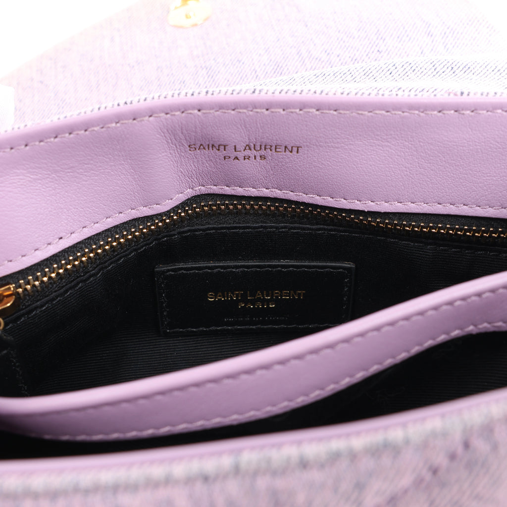 Saint Laurent Paris Loulou Canvas & Leather Shoulder Bag in Purple 678401