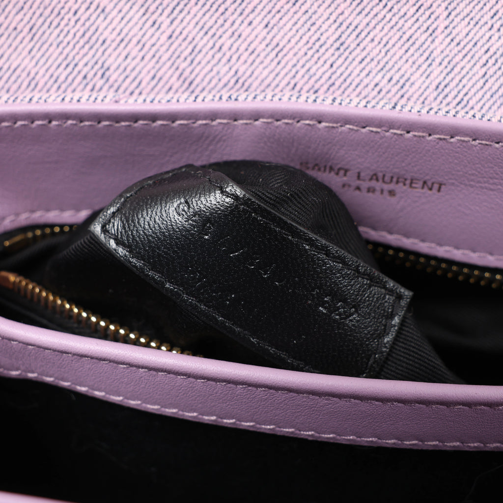 Saint Laurent Paris Loulou Canvas & Leather Shoulder Bag in Purple 678401