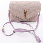 Saint Laurent Paris Loulou Canvas & Leather Shoulder Bag in Purple 678401