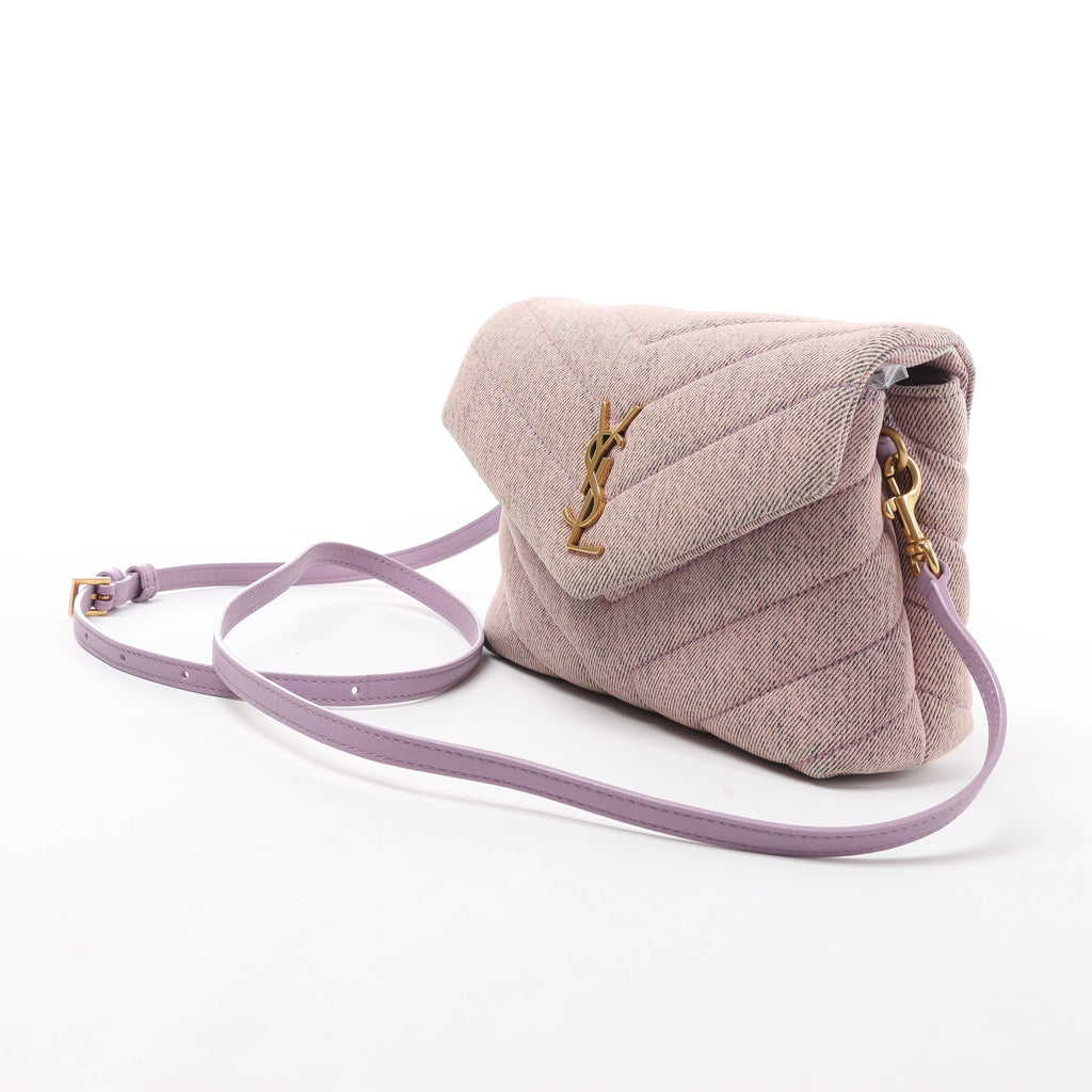 Saint Laurent Paris Loulou Canvas & Leather Shoulder Bag in Purple 678401