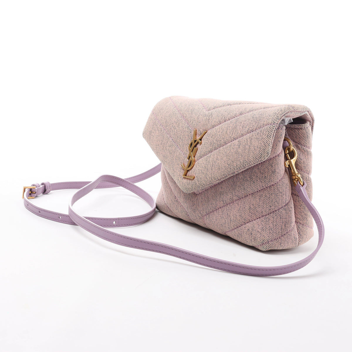 Bolso de hombro de piel Carré de Saint Laurent Paris en morado