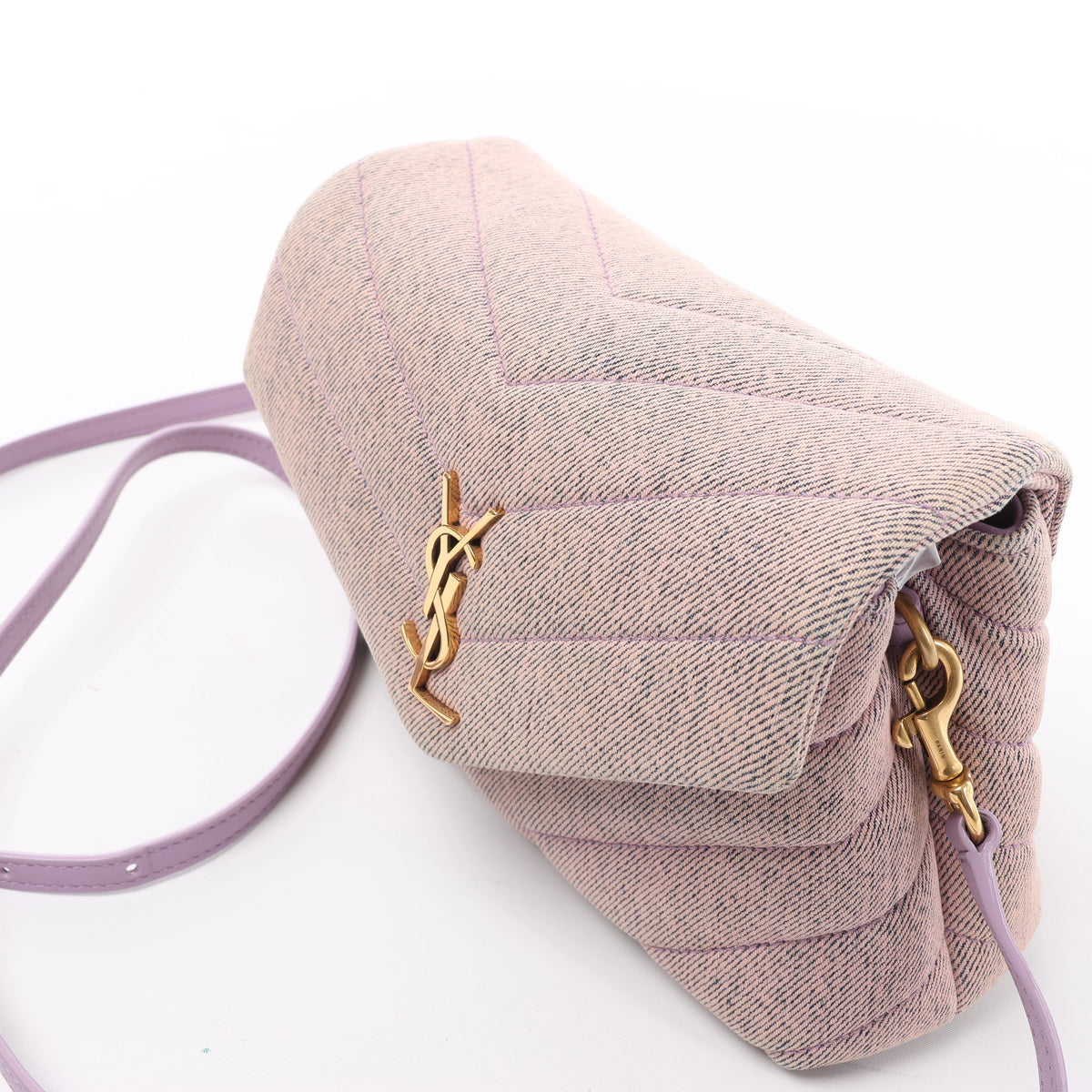 Bolso de hombro de piel Carré de Saint Laurent Paris en morado