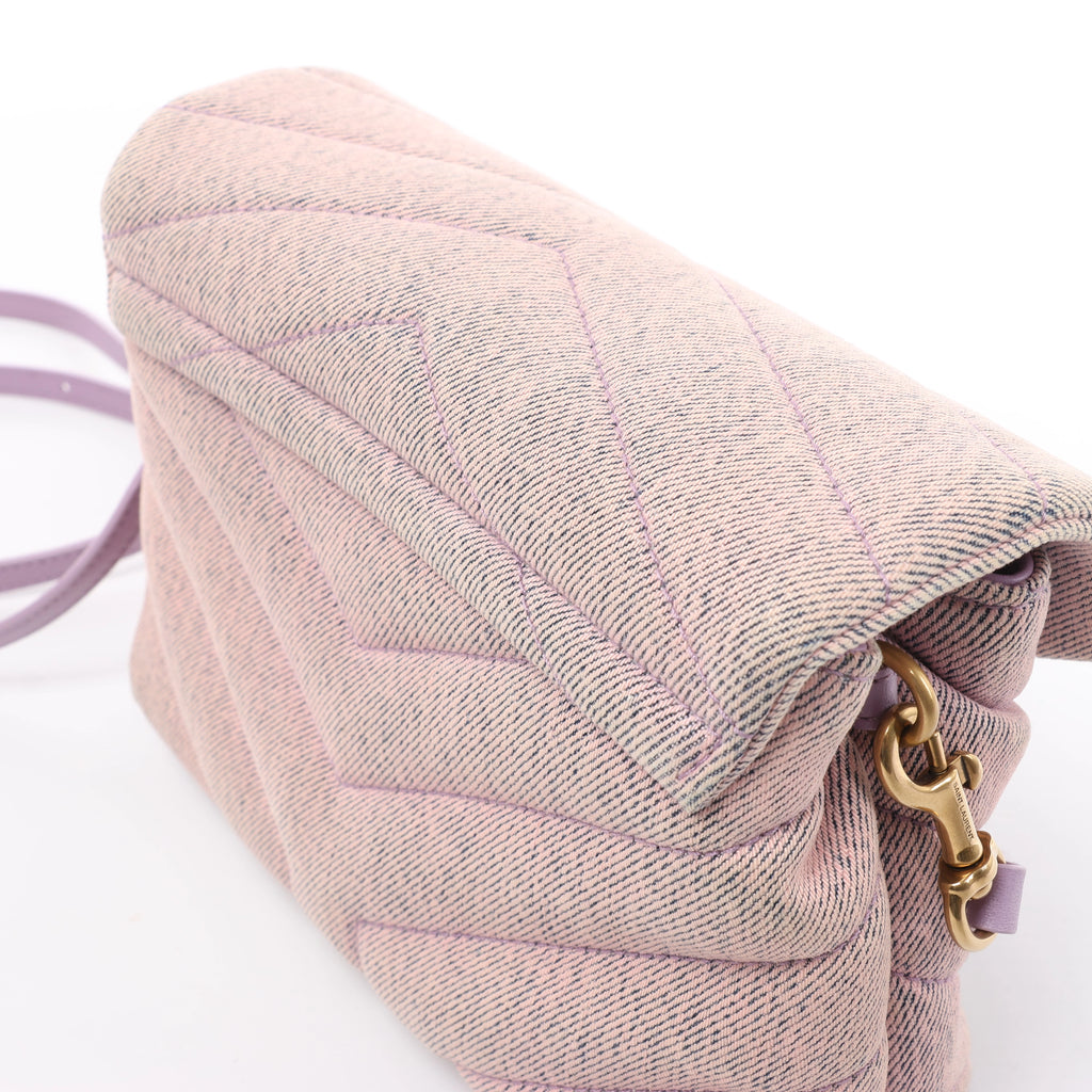 Saint Laurent Paris Loulou Canvas & Leather Shoulder Bag in Purple 678401