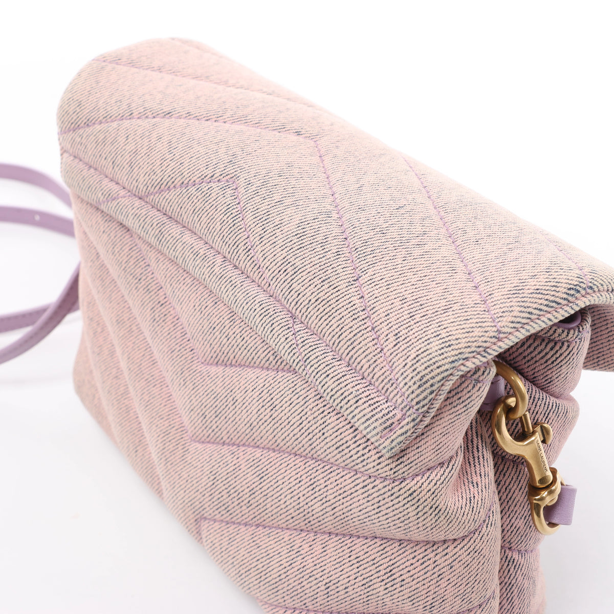 Bolso de hombro de piel Carré de Saint Laurent Paris en morado