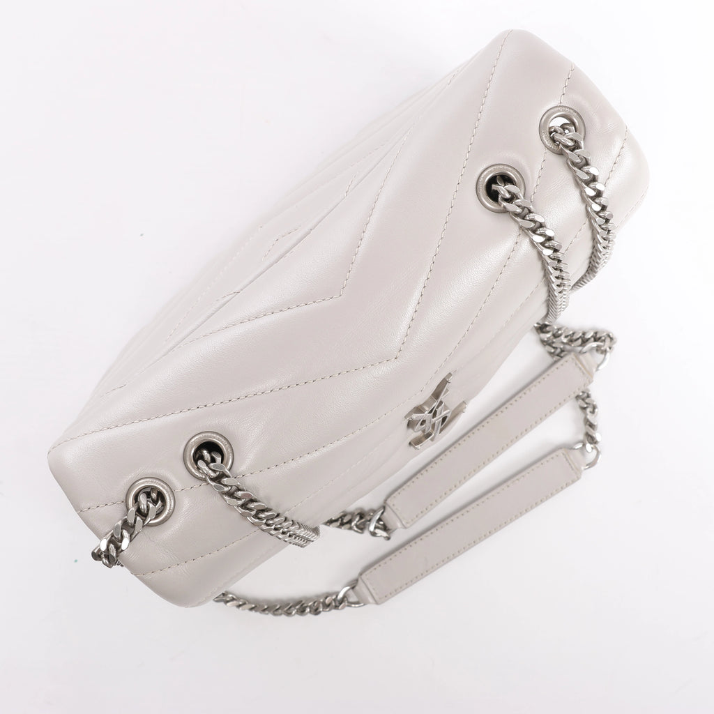 Saint Laurent Paris Loulou Leather Chain Shoulder Bag in Gray 494699