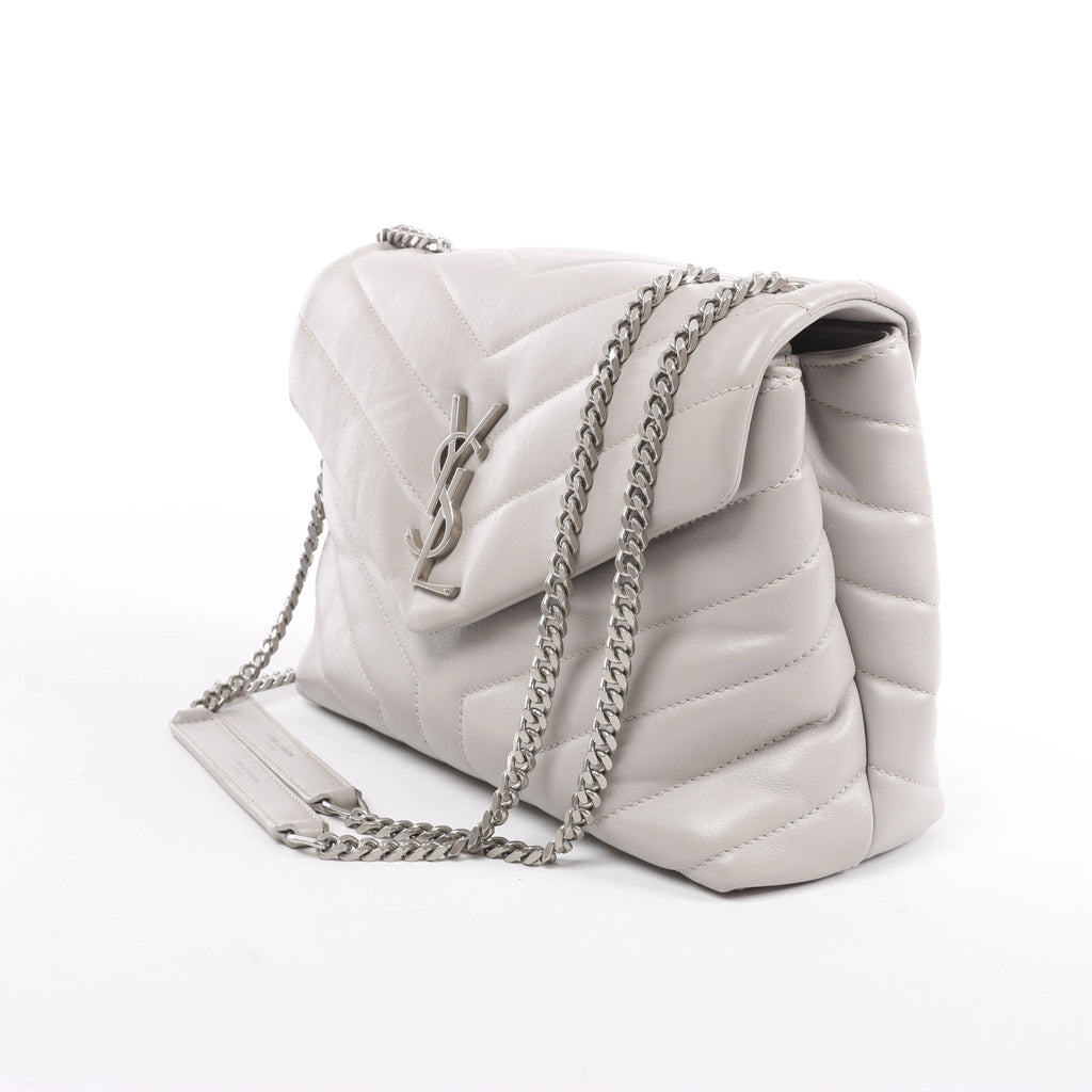 Saint Laurent Paris Loulou Leather Chain Shoulder Bag in Gray 494699