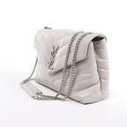 Saint Laurent Paris Loulou Leather Chain Shoulder Bag in Gray 494699