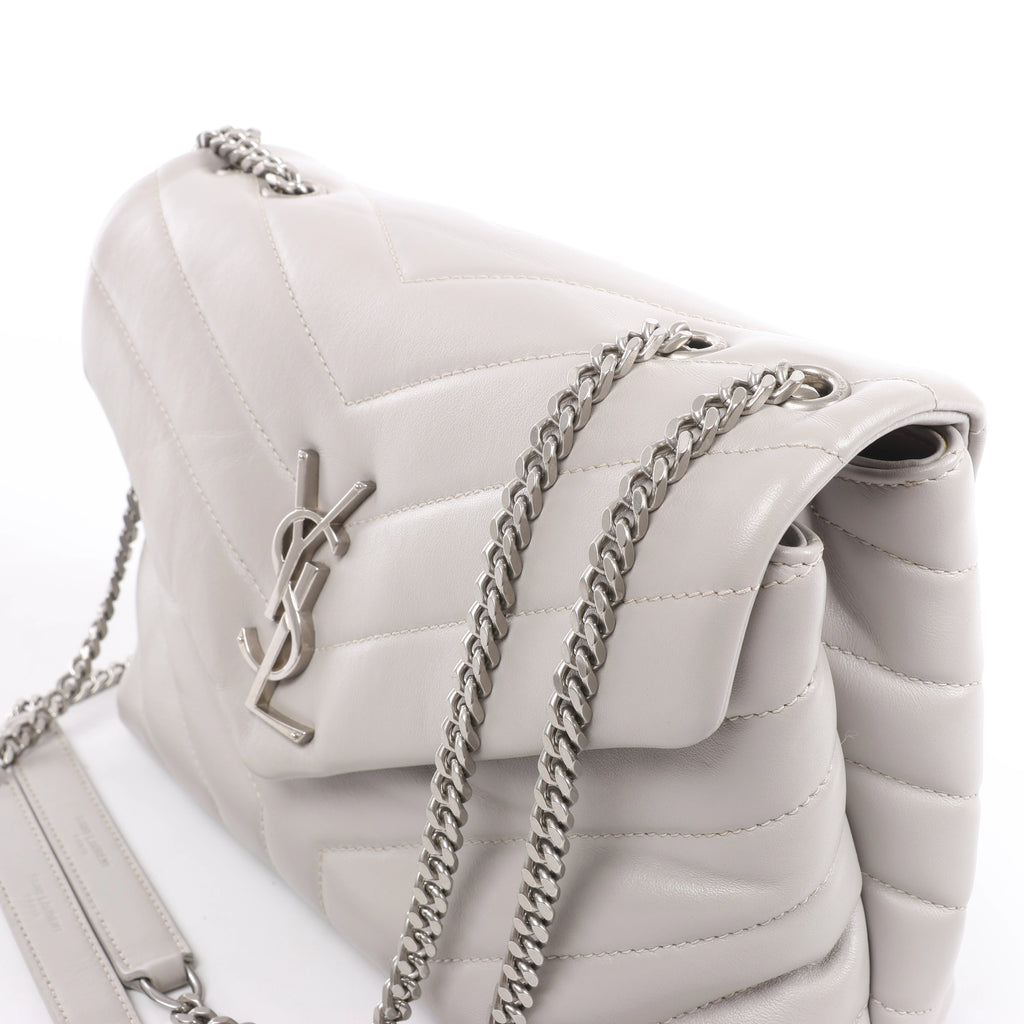 Saint Laurent Paris Loulou Leather Chain Shoulder Bag in Gray 494699