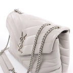 Saint Laurent Paris Loulou Leather Chain Shoulder Bag in Gray 494699