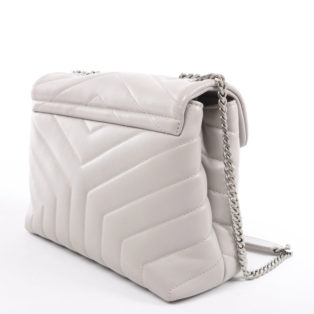 Saint Laurent Paris Loulou Leather Chain Shoulder Bag in Gray 494699