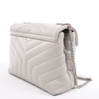 Saint Laurent Paris Loulou Leather Chain Shoulder Bag in Gray 494699