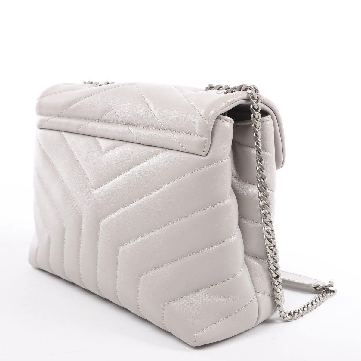 Saint Laurent Paris Loulou Leather Chain Shoulder Bag in Gray 494699
