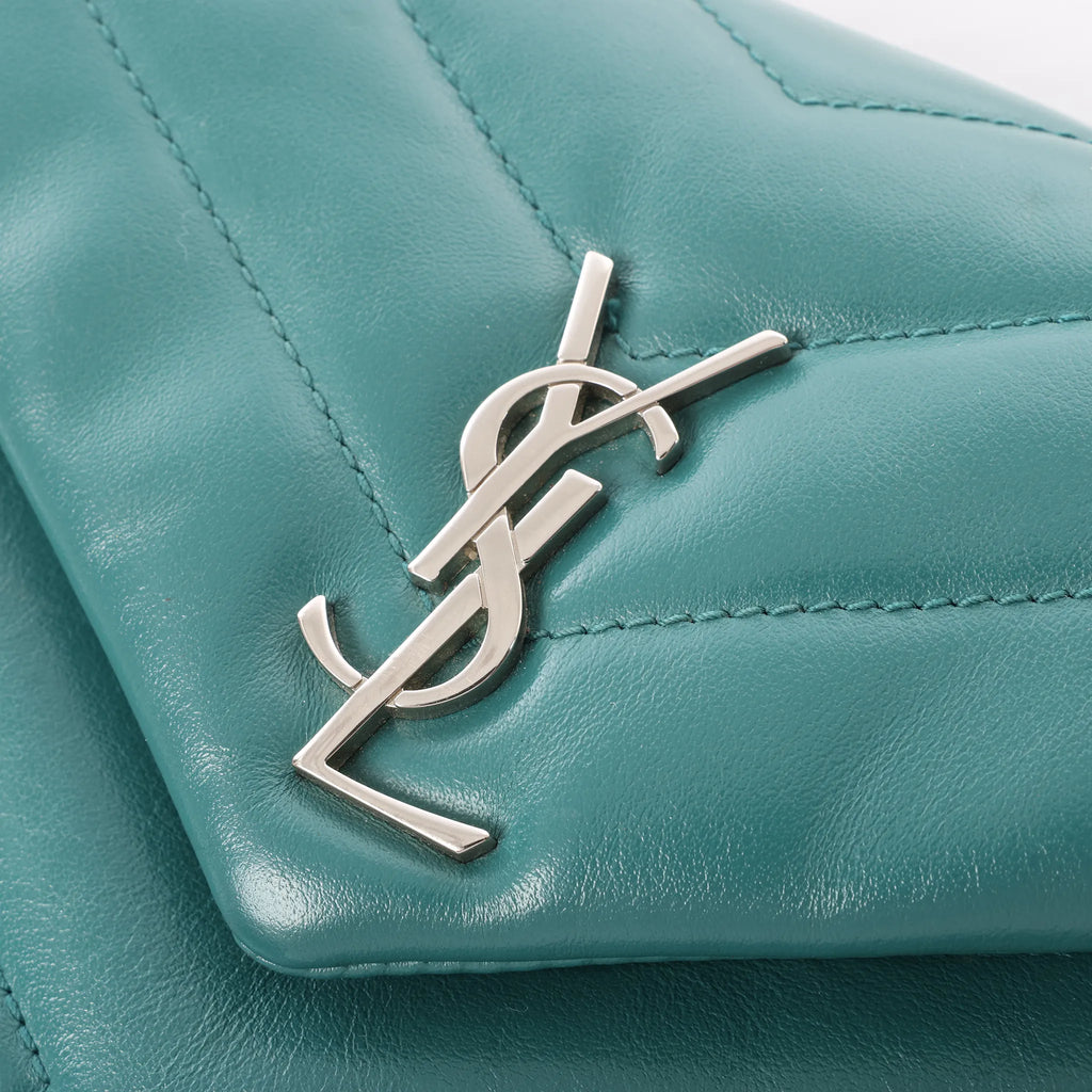 Saint Laurent Paris Loulou Puffer Leather Chain Crossbody Bag in Green 467072
