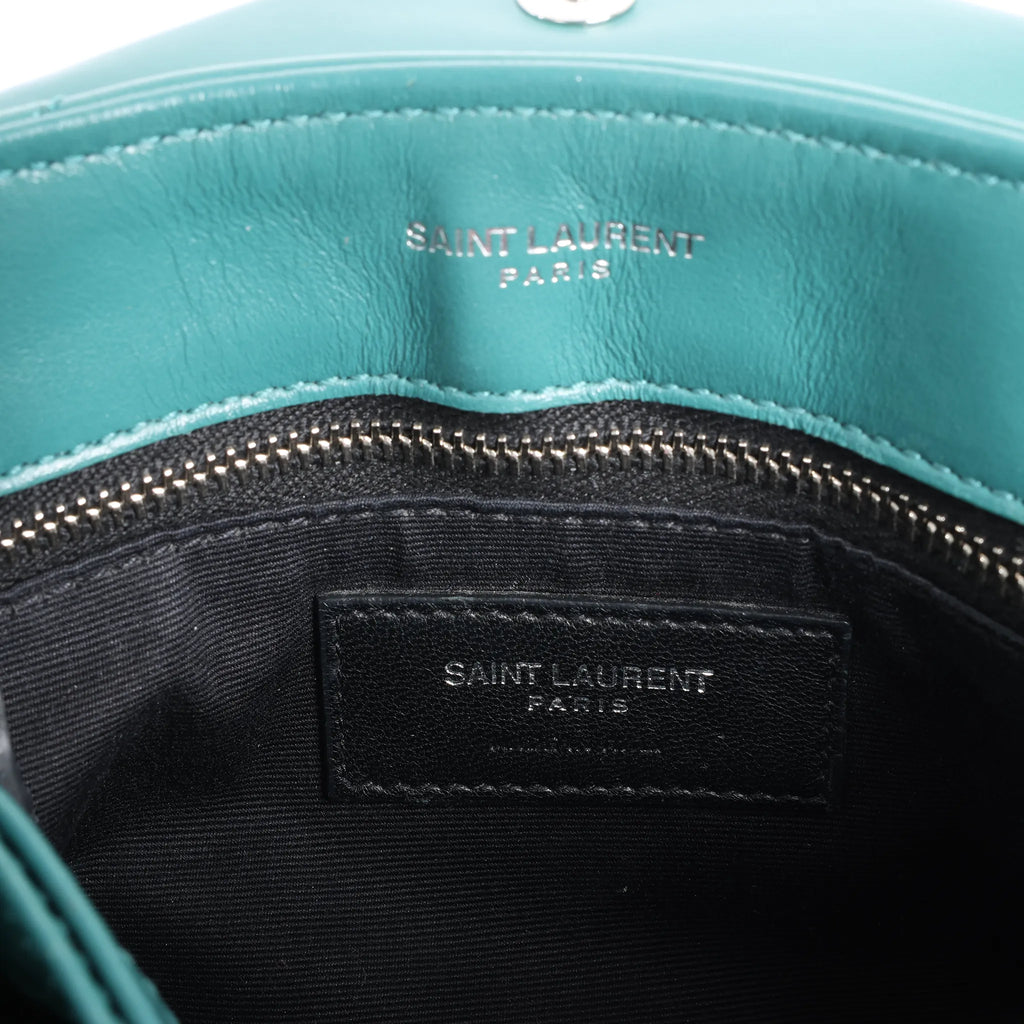 Saint Laurent Paris Loulou Puffer Leather Chain Crossbody Bag in Green 467072