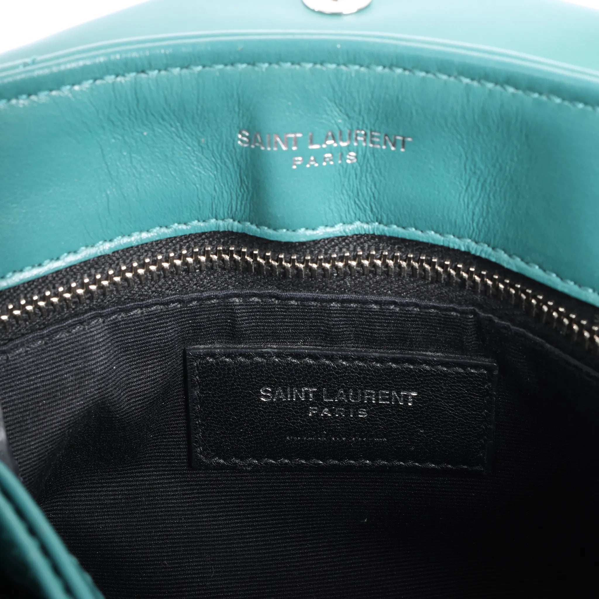 Saint Laurent Paris Loulou Puffer Leather Chain Crossbody Bag in Green 467072