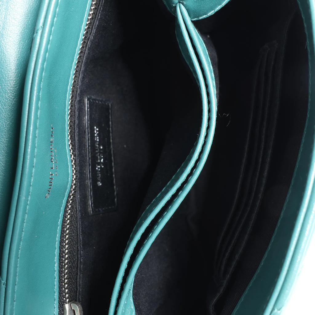Saint Laurent Paris Loulou Puffer Leather Chain Crossbody Bag in Green 467072