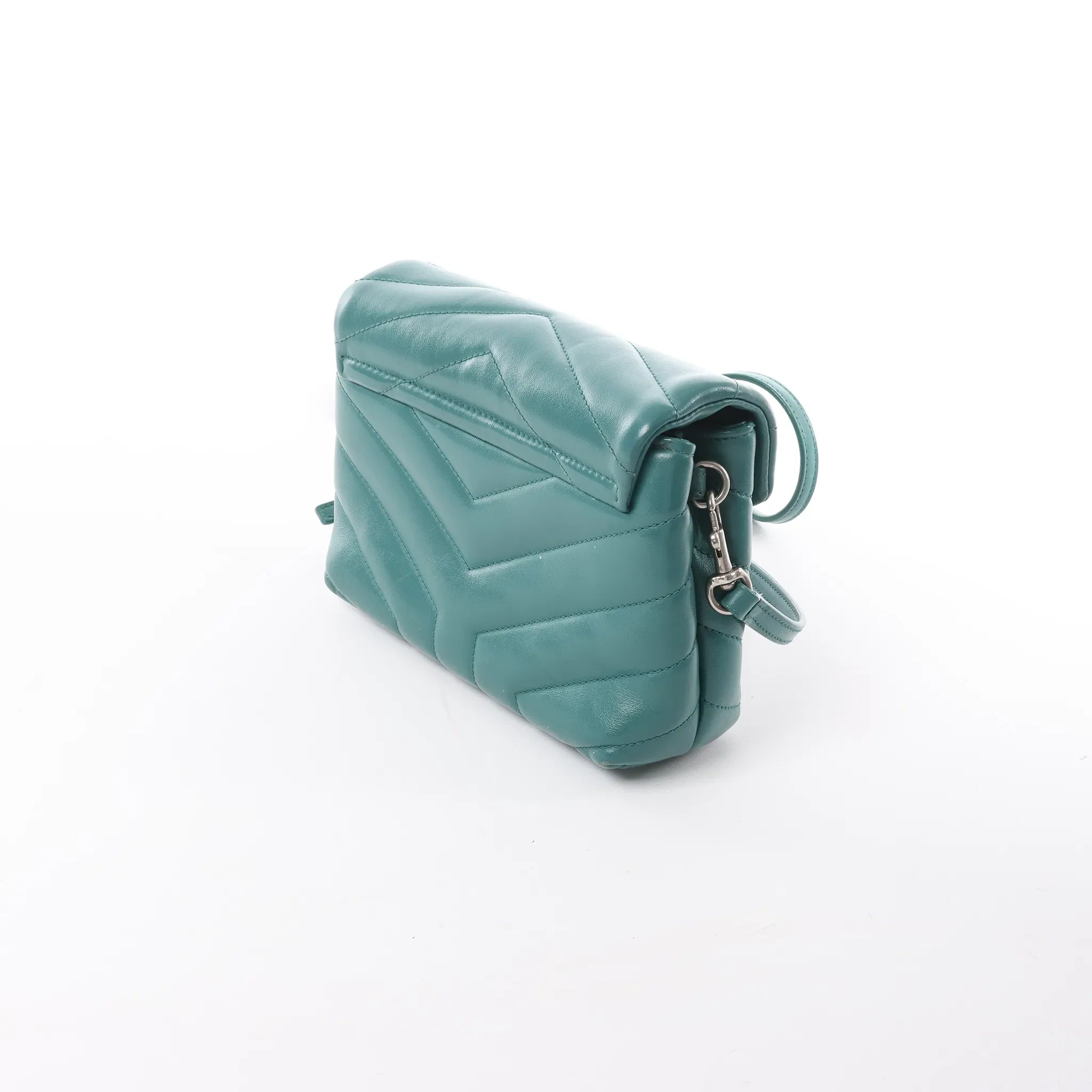 Saint Laurent Paris Loulou Puffer Leather Chain Crossbody Bag in Green 467072