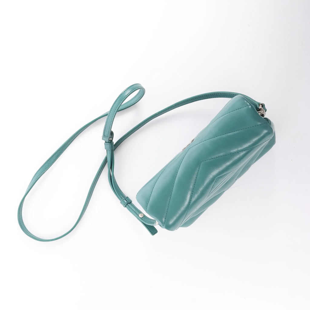 Saint Laurent Paris Loulou Puffer Leather Chain Crossbody Bag in Green 467072