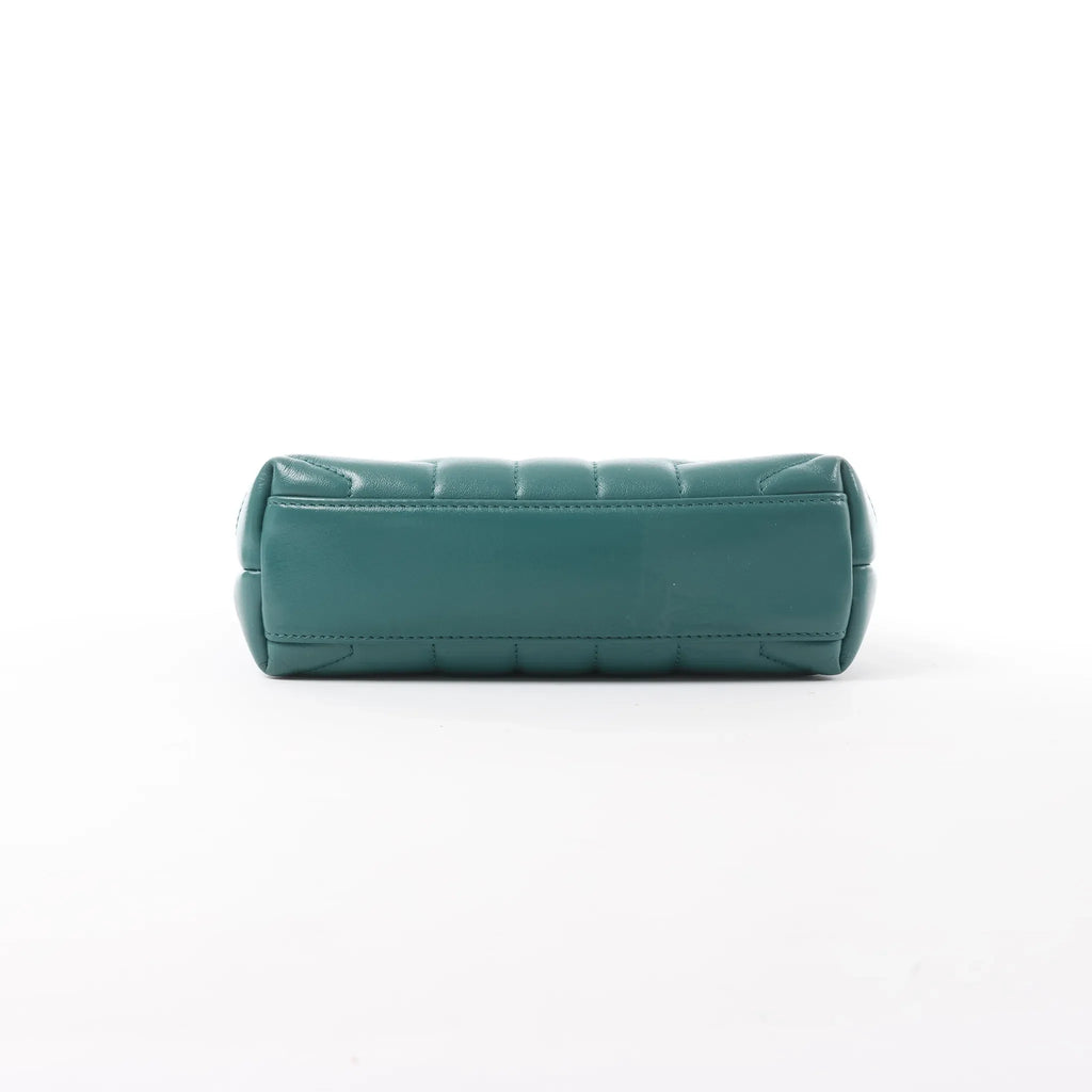 Saint Laurent Paris Loulou Puffer Leather Chain Crossbody Bag in Green 467072