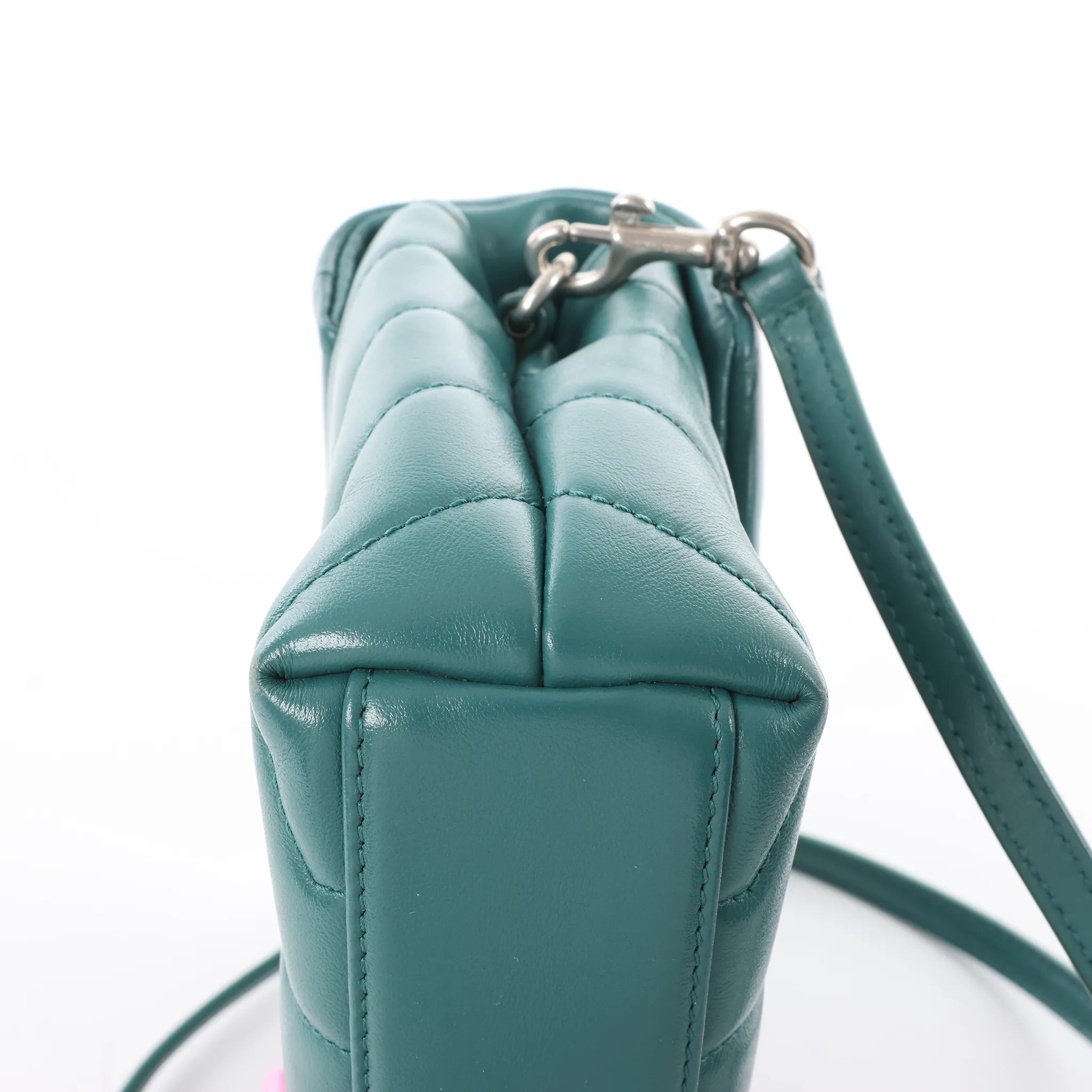 Saint Laurent Paris Loulou Puffer Leather Chain Crossbody Bag in Green 467072