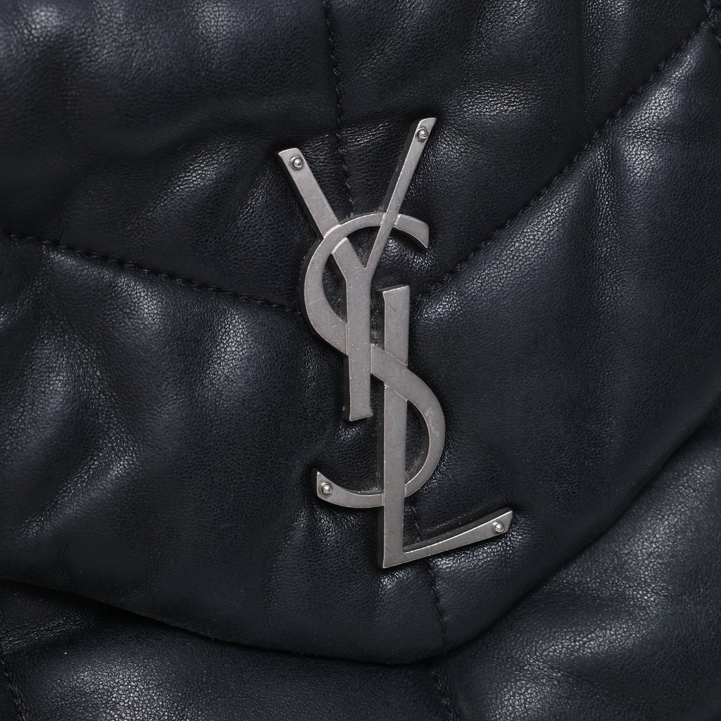 Saint Laurent Paris Loulou Puffer Leather Chain Shoulder Bag in Black 577476