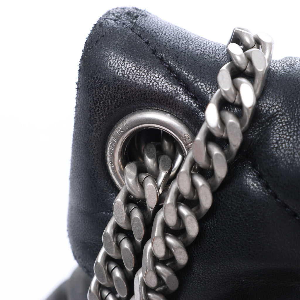 Saint Laurent Paris Loulou Puffer Leather Chain Shoulder Bag in Black 577476