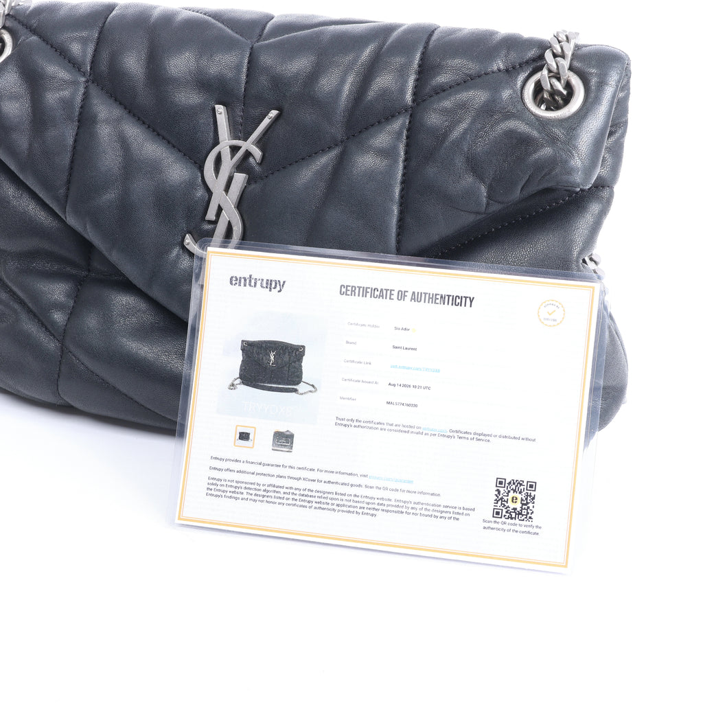 Saint Laurent Paris Loulou Puffer Leather Chain Shoulder Bag in Black 577476