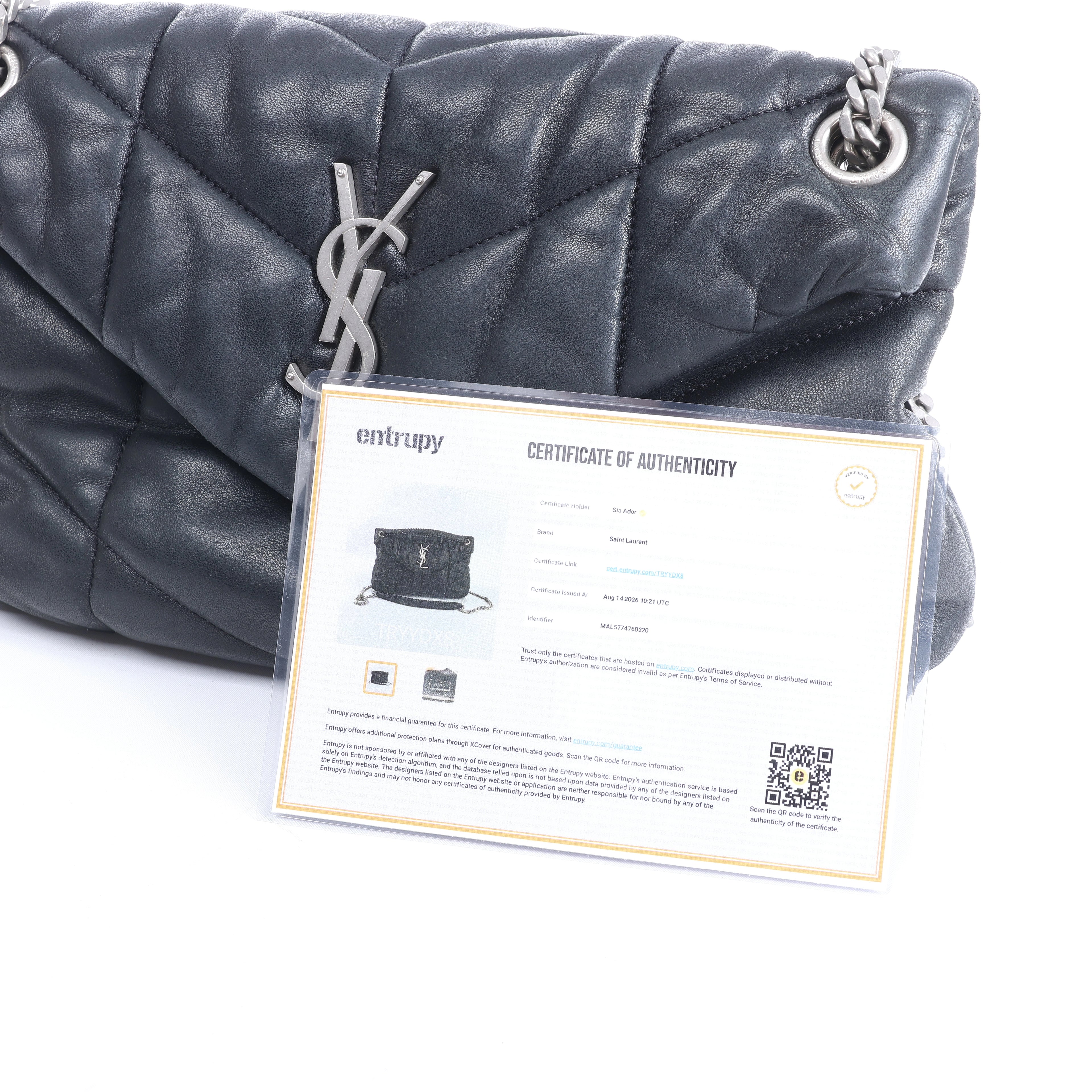 Saint Laurent Paris Loulou Puffer Leather Chain Shoulder Bag in Black 577476