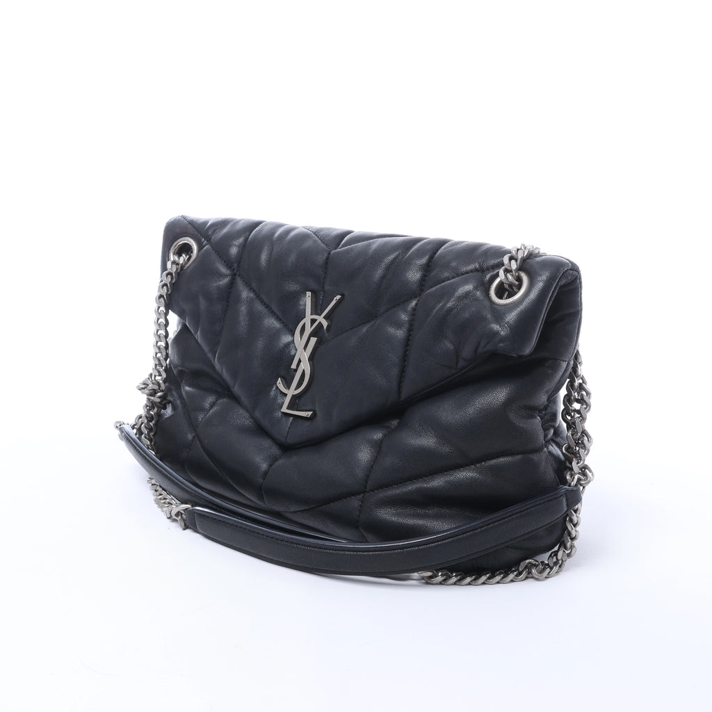 Saint Laurent Paris Loulou Puffer Leather Chain Shoulder Bag in Black 577476