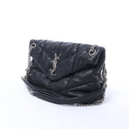 Saint Laurent Paris Loulou Puffer Leather Chain Shoulder Bag in Black 577476