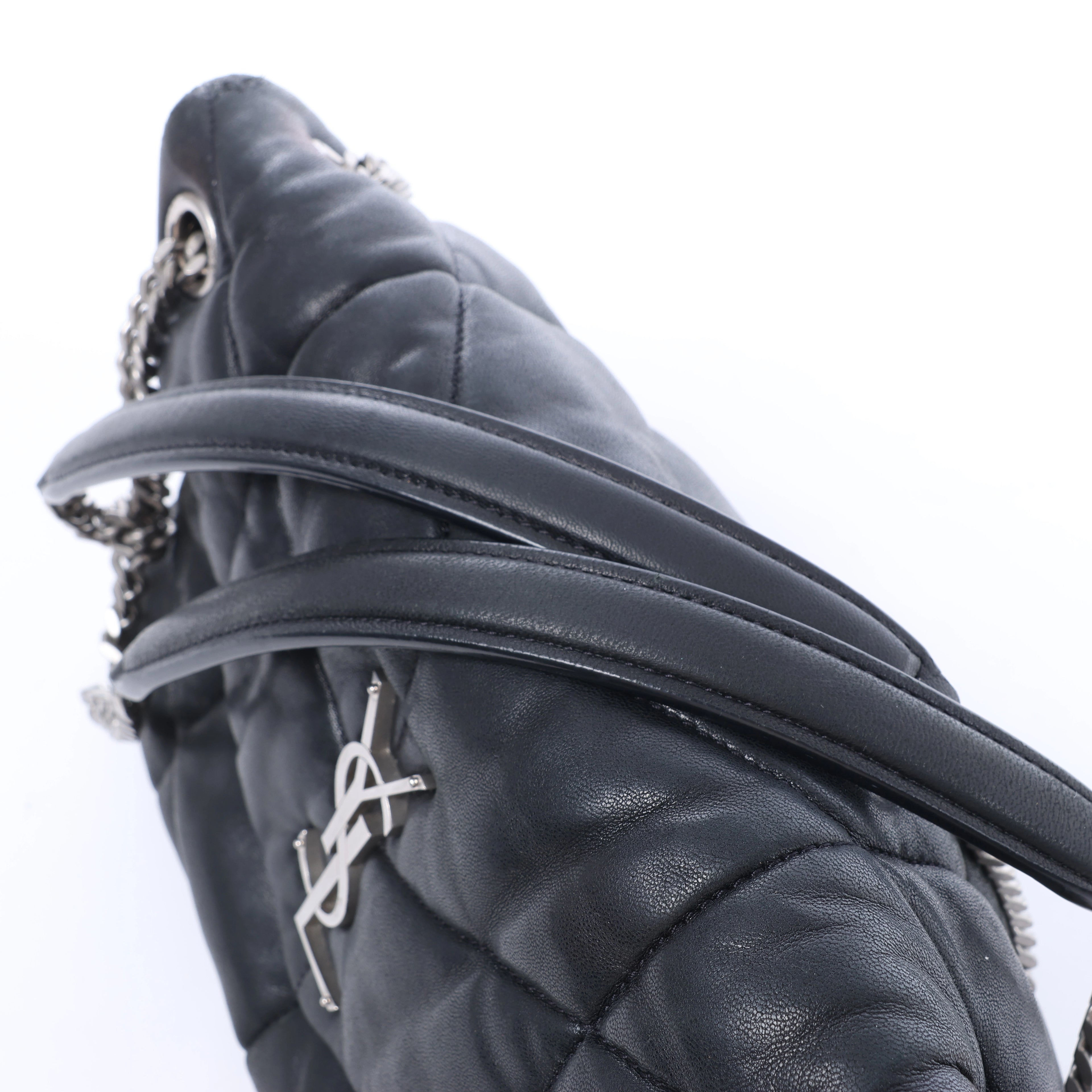 Saint Laurent Paris Loulou Puffer Leather Chain Shoulder Bag in Black 577476
