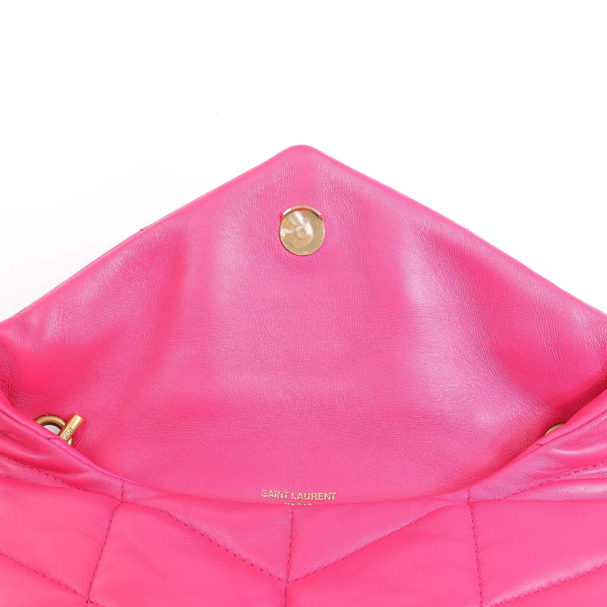 Saint Laurent Paris Loulou Puffer Leather Chain Shoulder Bag in Pink 620333