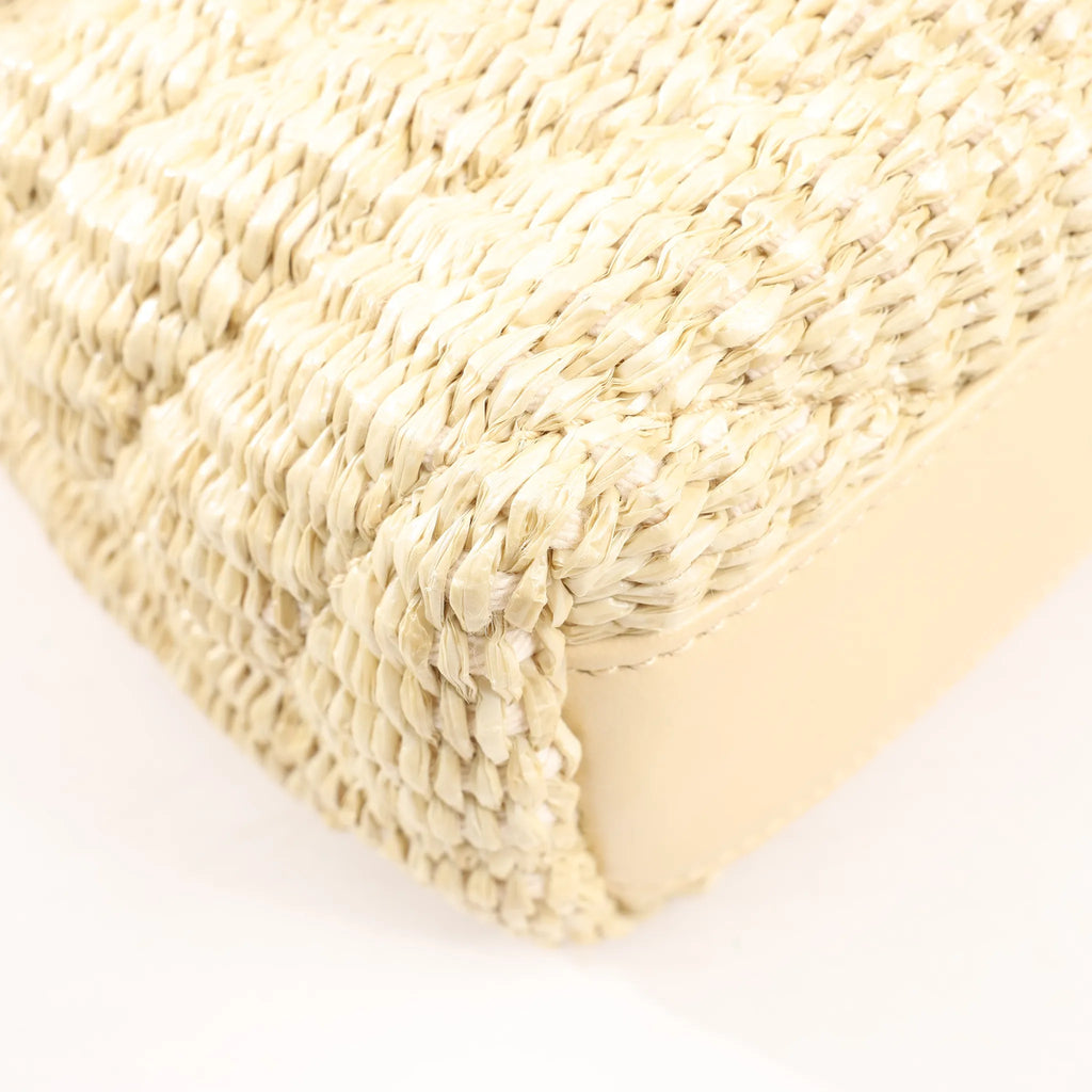 Saint Laurent Paris Loulou Raffia x Leather Crossbody Bag in Beige 467072