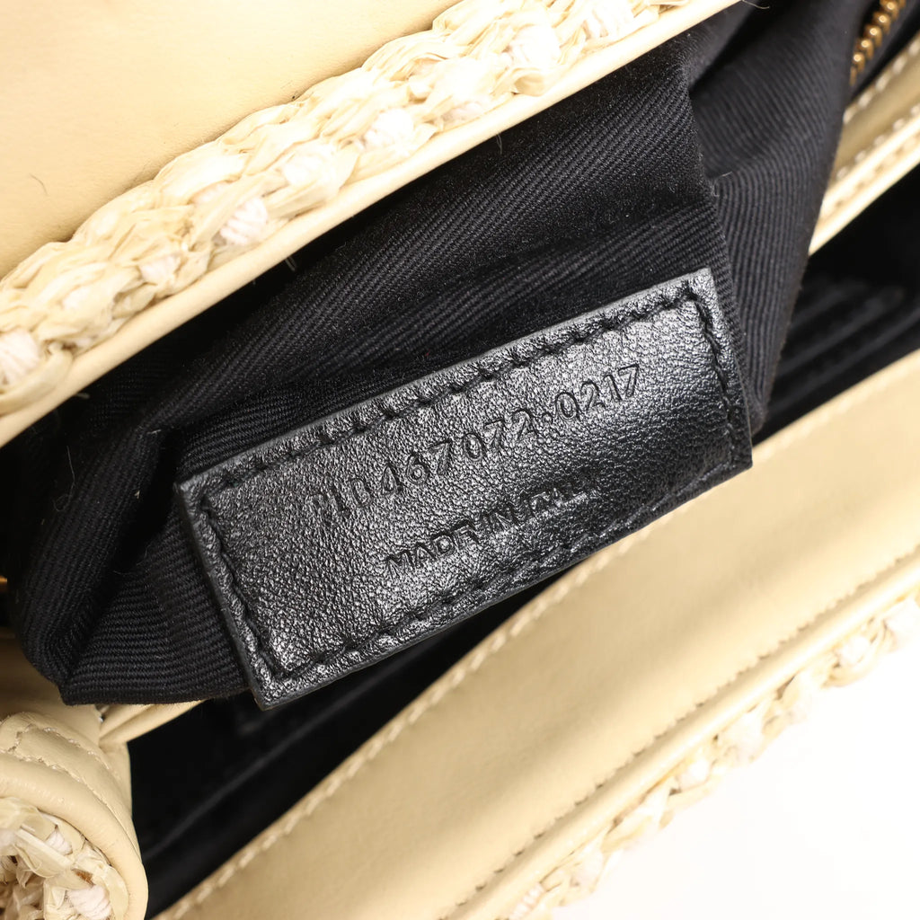 Saint Laurent Paris Loulou Raffia x Leather Crossbody Bag in Beige 467072