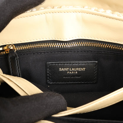 Saint Laurent Paris Loulou Umhängetasche aus Raffia und Leder in Beige 467072