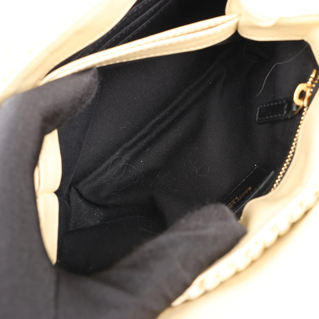 Saint Laurent Paris Loulou Raffia x Leather Crossbody Bag in Beige 467072