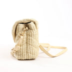 Saint Laurent Paris Loulou Raffia x Leather Crossbody Bag in Beige 467072
