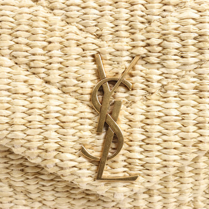 Saint Laurent Paris Loulou Umhängetasche aus Raffia und Leder in Beige 467072