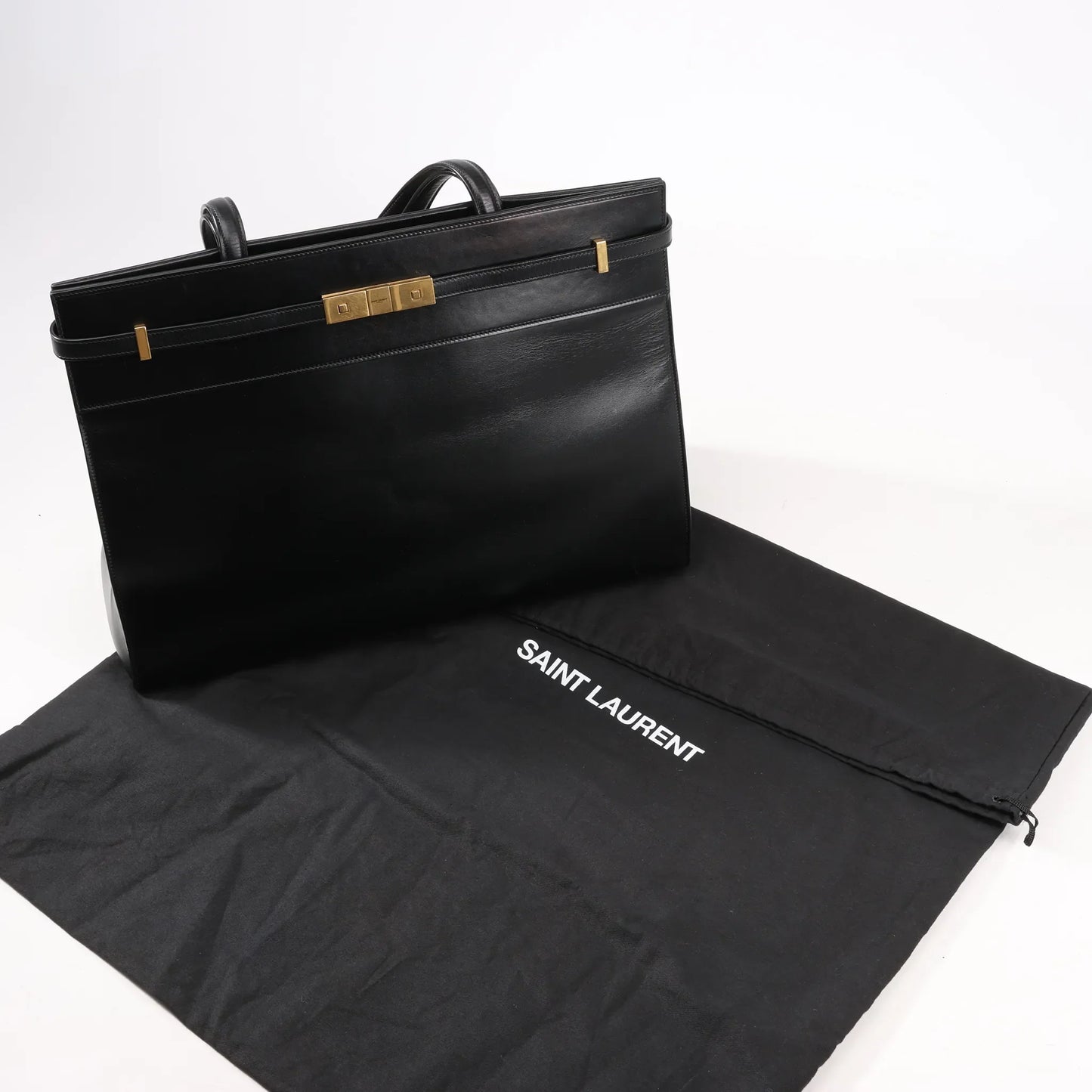 Sac bandoulière Saint Laurent Paris Manhattan en cuir noir 553745