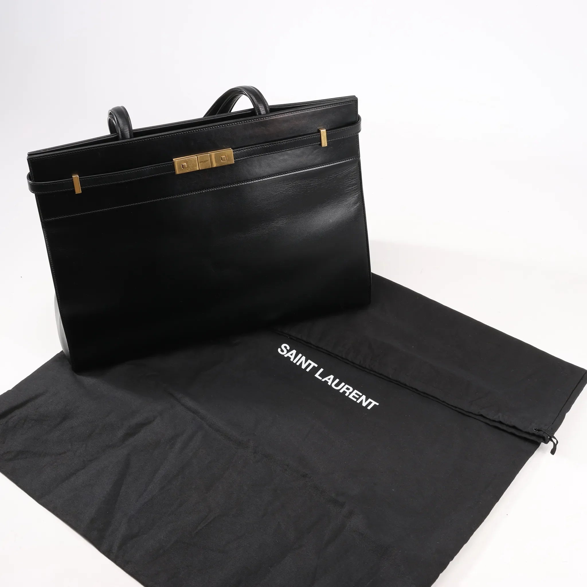 Saint Laurent Paris Manhattan Leather Shoulder bag in Black 553745