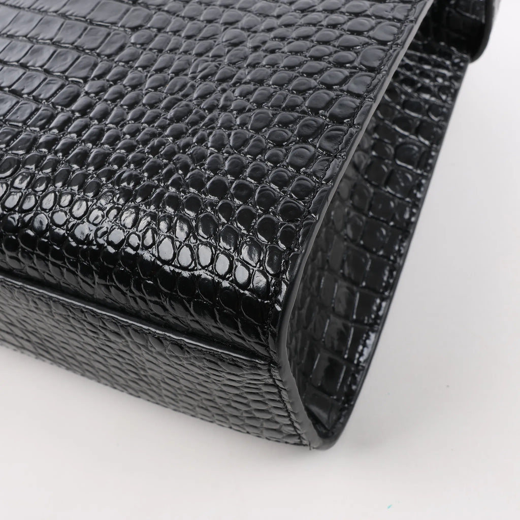 Saint Laurent Paris Manhattan Mock Croc Shoulder bag in Black 579271