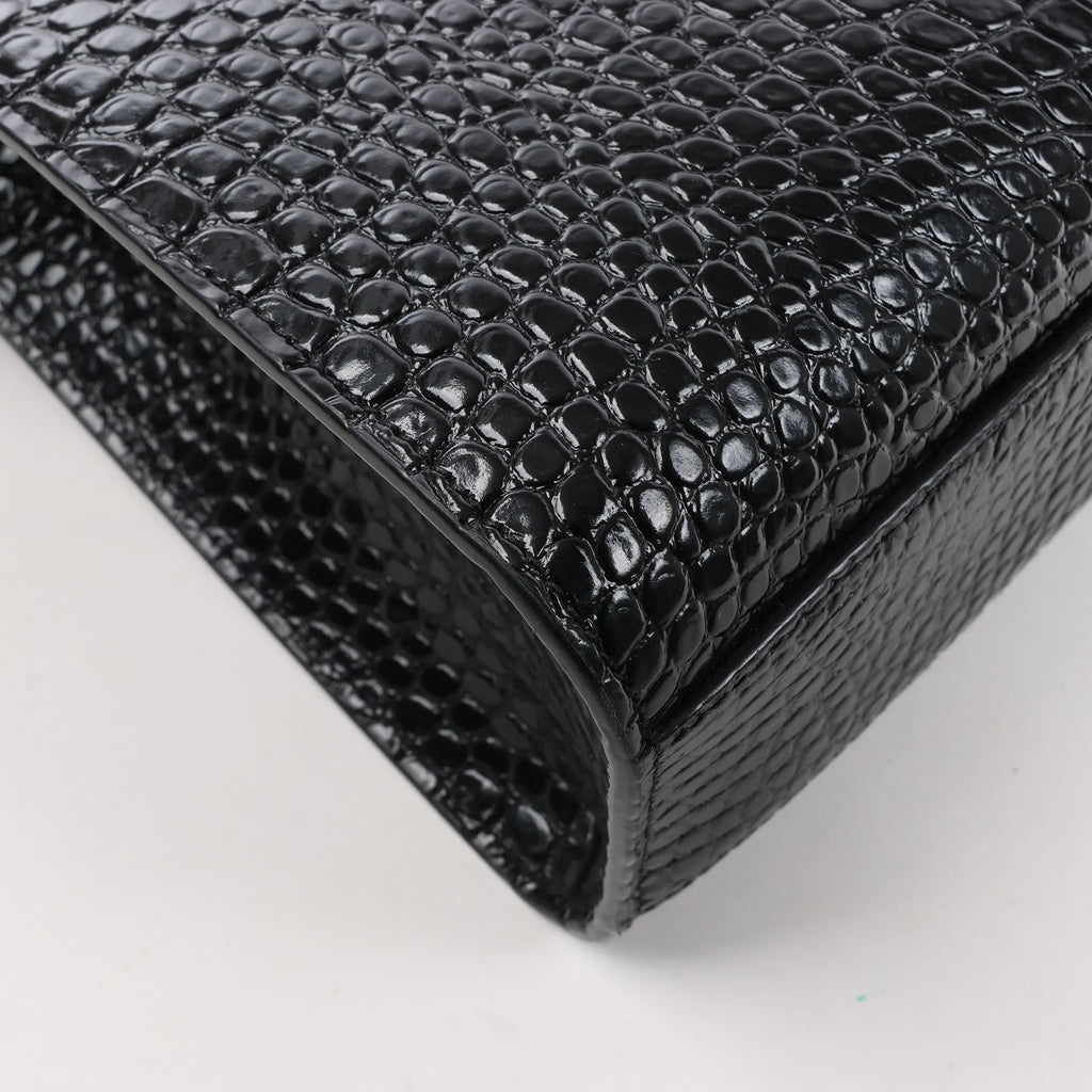 Saint Laurent Paris Manhattan Mock Croc Shoulder bag in Black 579271