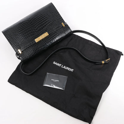 Saint Laurent Paris – Manhattan – Schultertasche in Kroko-Optik in Schwarz, 579271