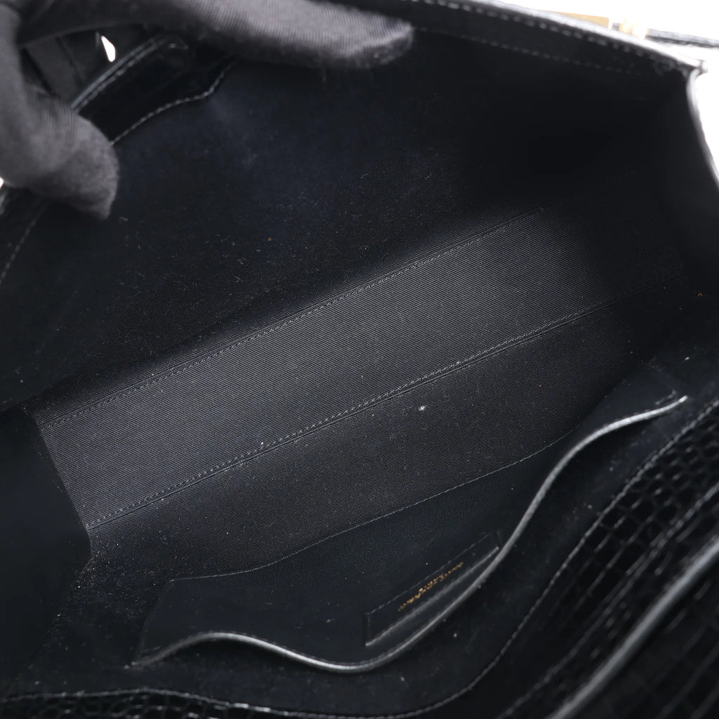 Saint Laurent Paris Manhattan Mock Croc Shoulder bag in Black 579271