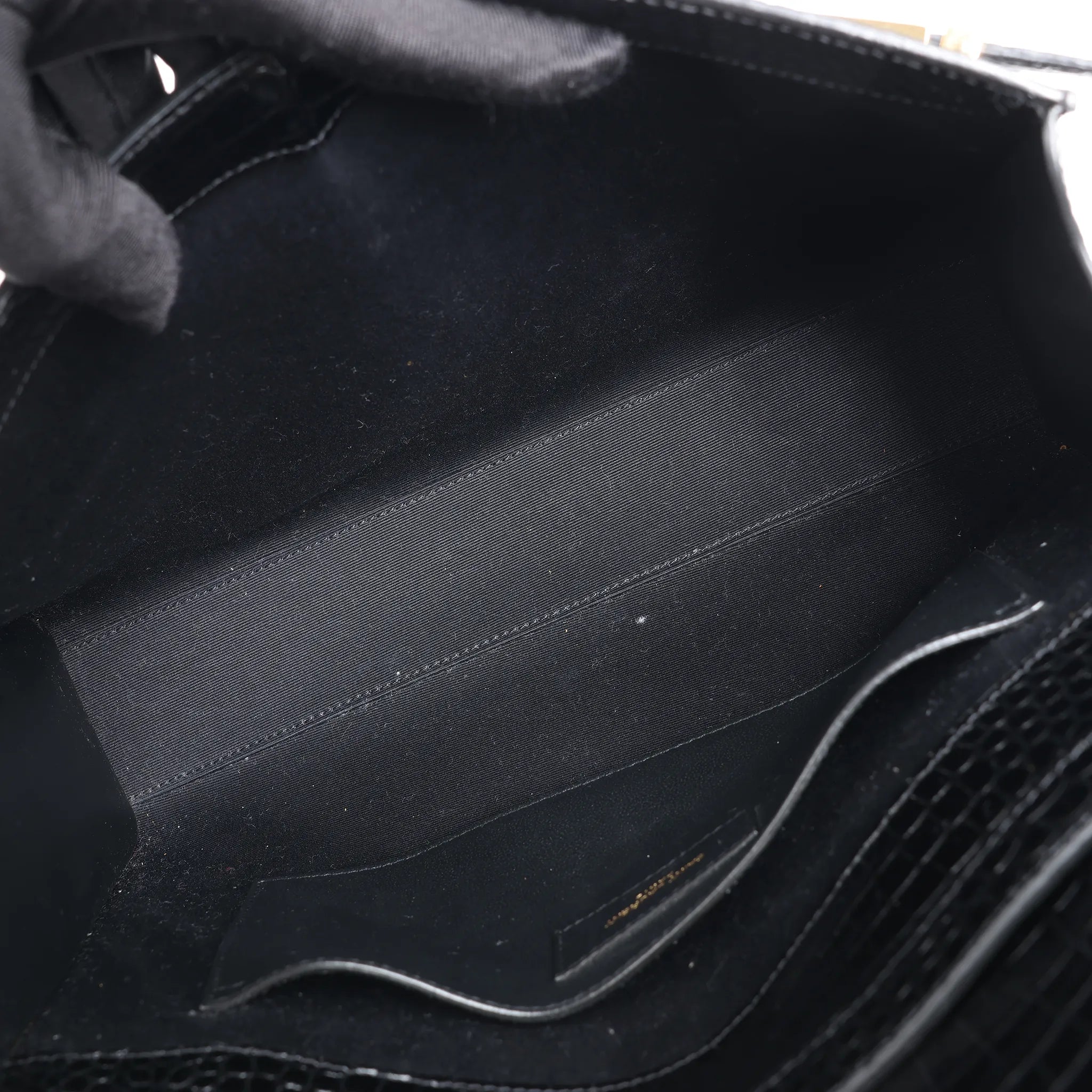 Saint Laurent Paris Manhattan Mock Croc Shoulder bag in Black 579271